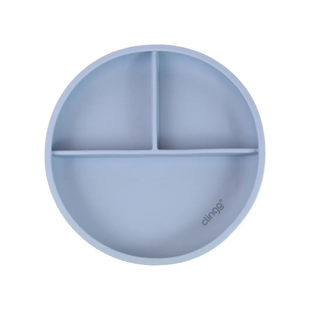 Prato de Silicone com Divisória e Ventosa Azul - Clingo