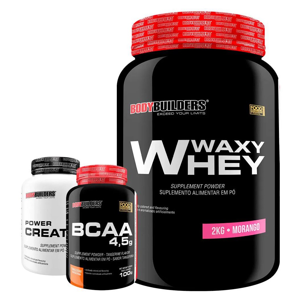 Kit Waxy Whey 2kg + Bcaa 4,5 100g + Power Creatina 100g – Bodybuilders Morango