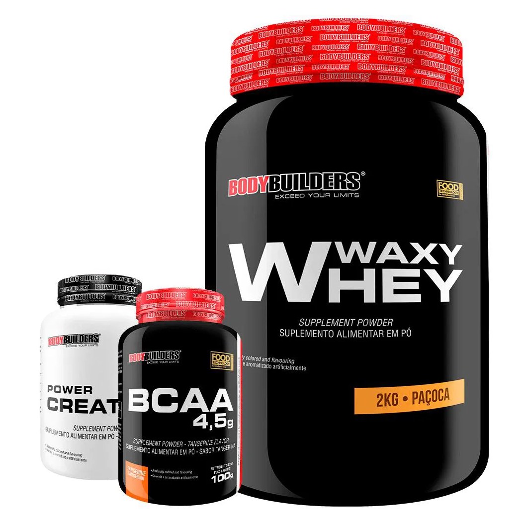 Kit Waxy Whey 2kg + Bcaa 4,5 100g + Power Creatina 100g – Bodybuilders Paçoca