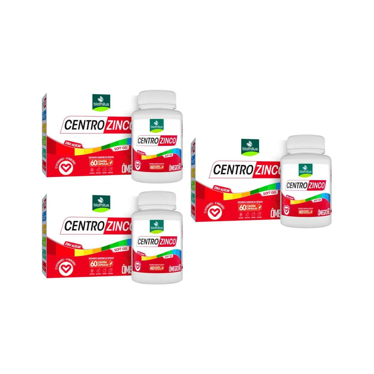 Kit C3 Suplemento Centrozinco Reforço para Saúde - Biofhitus