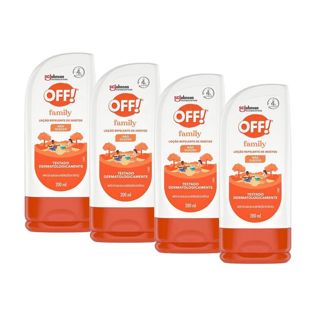 Kit 4 Repelentes Loção Off! Family 200ml Cada