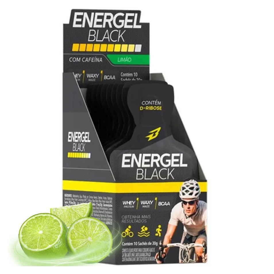 Gel Energel Black com Cafeína Caixa 10 unidades Body Action - Limão