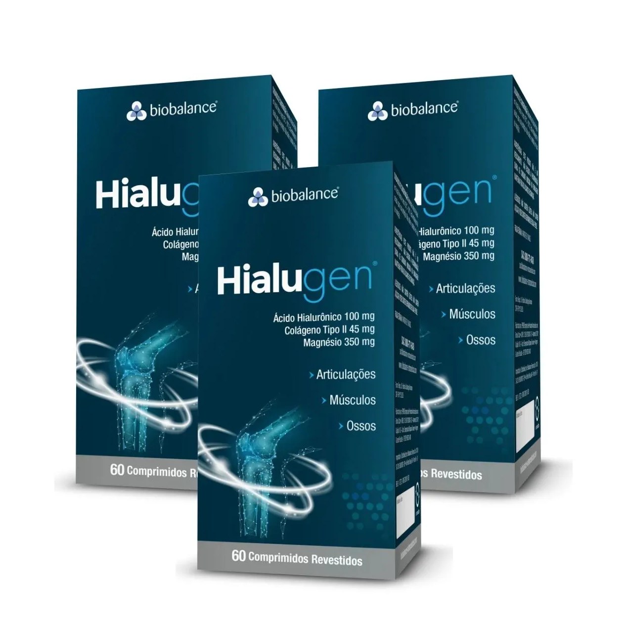 Kit 3 Hialugen Magnésio Colágeno Ácido Hialurônico Biobalance sem sabor