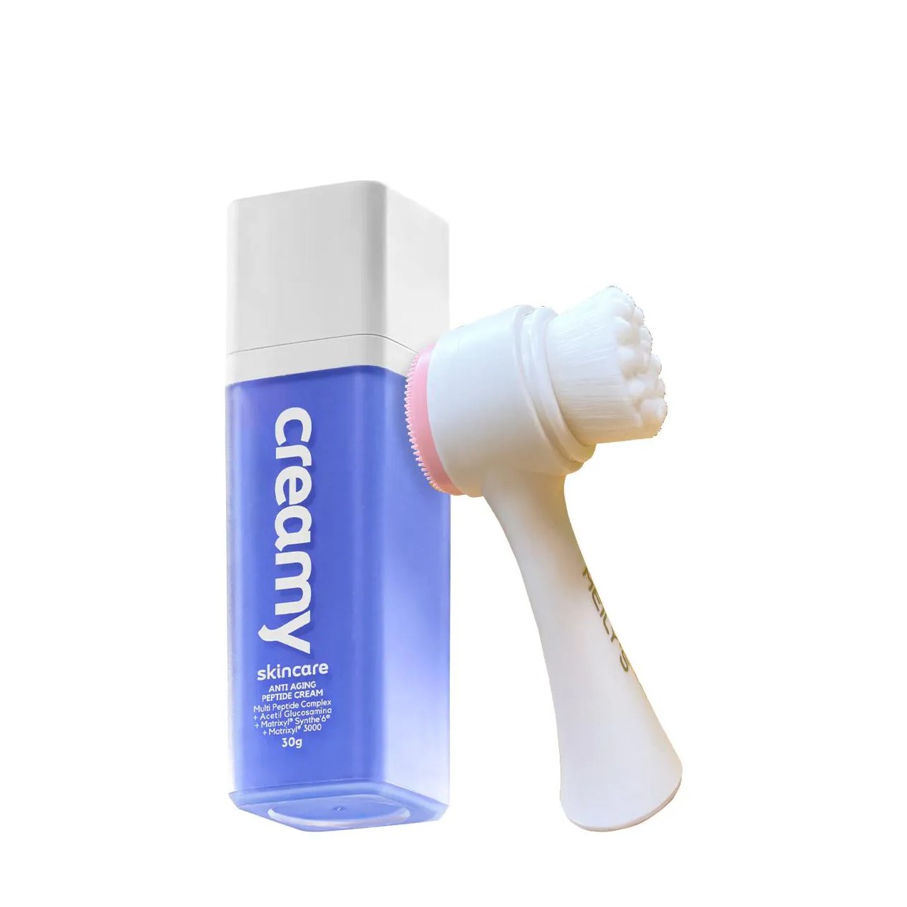Kit Creamy Skincare Anti-aging Peptide Cream e Escova de Limpeza Facial 2 em 1 (2 Produtos)