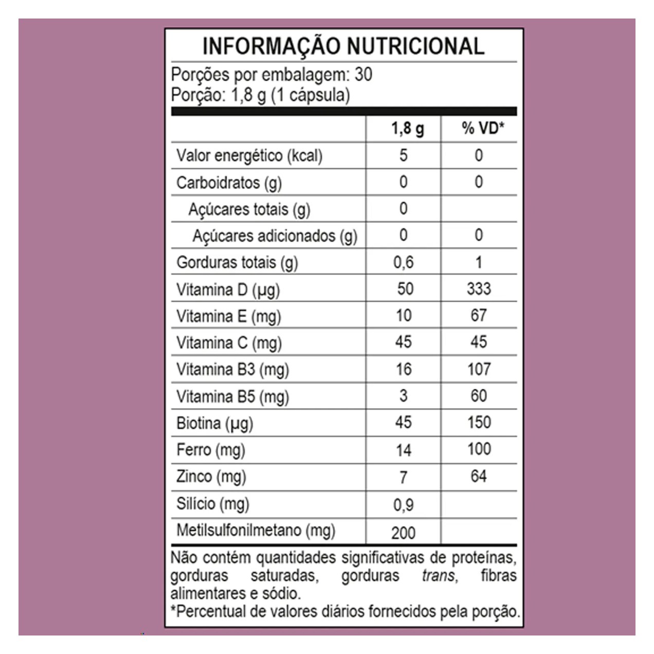 Suplemento Alimentar Nouve Silício D Cabelo Pele e Unha 30 Cápsulas