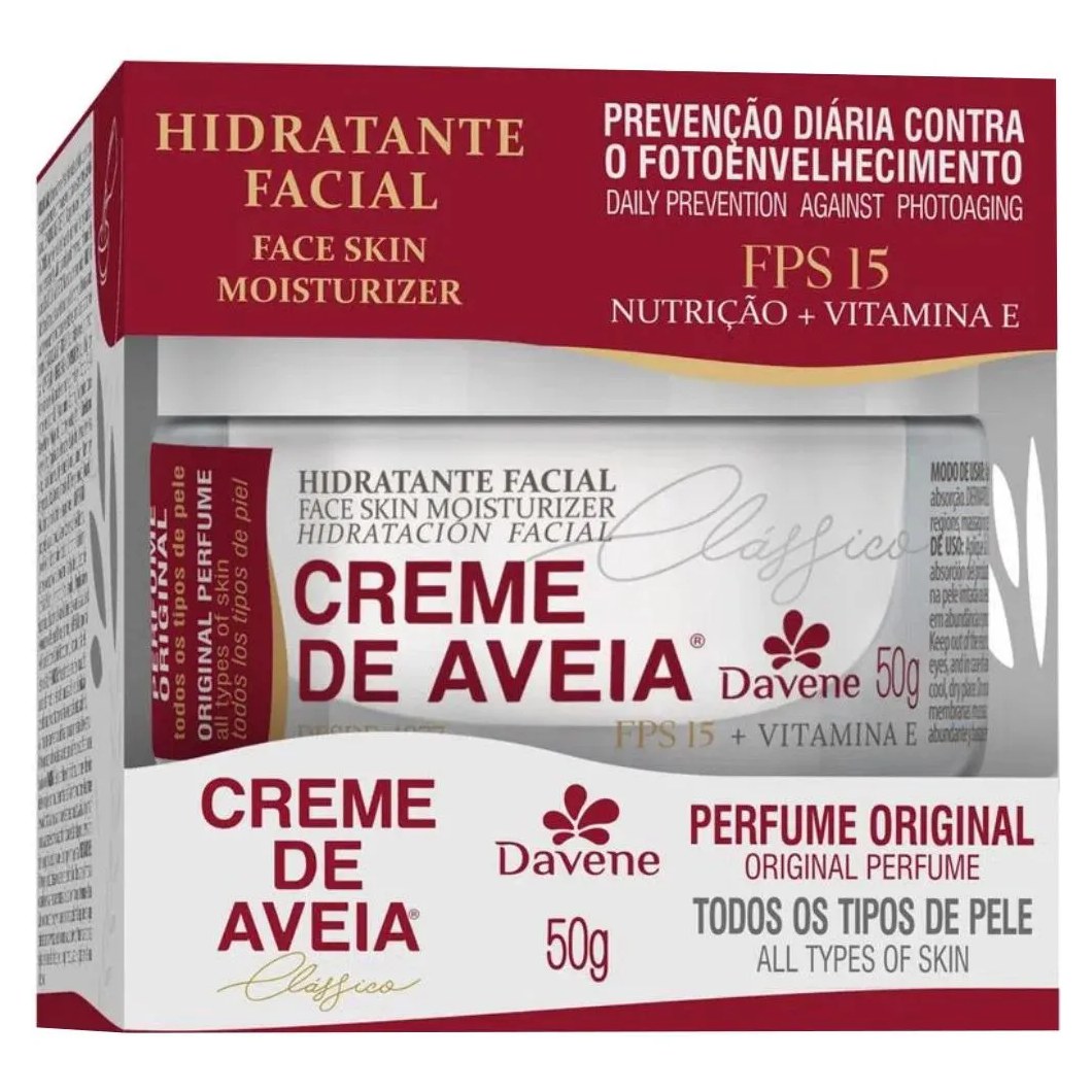Creme Facial de Aveia Classico 50g Hidratante Davene