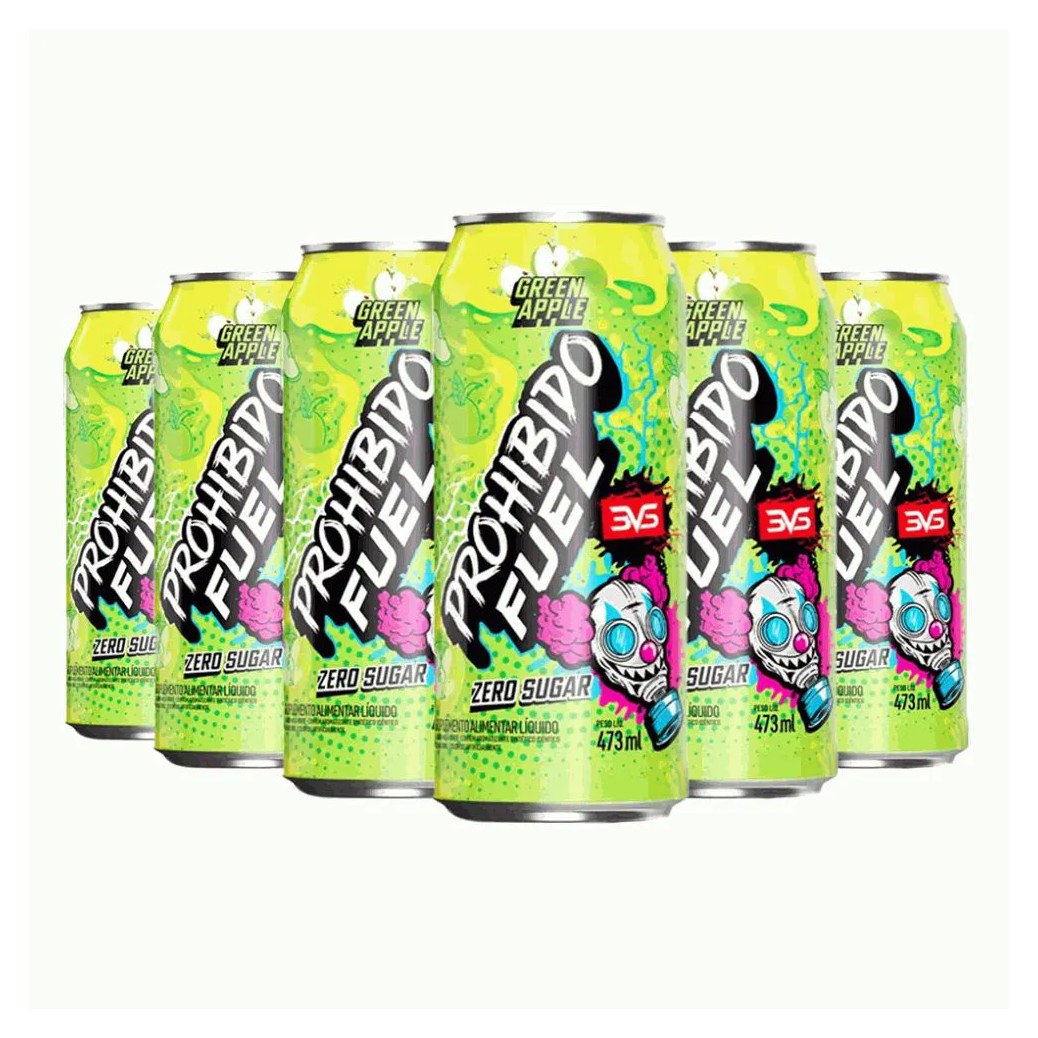 Prohibido Fuel Pré-Treino Drink Pack (6 Unid. de 473Ml) - Sabor: Green Apple