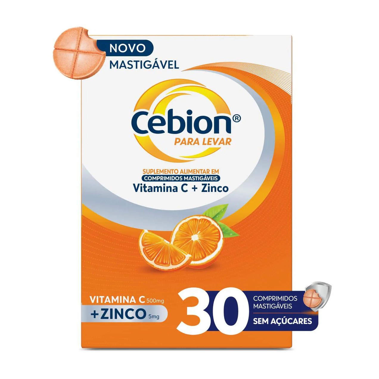 Vitamina C + Zinco Cebion Para Levar Sabor Laranja 30 comprimidos mastigáveis