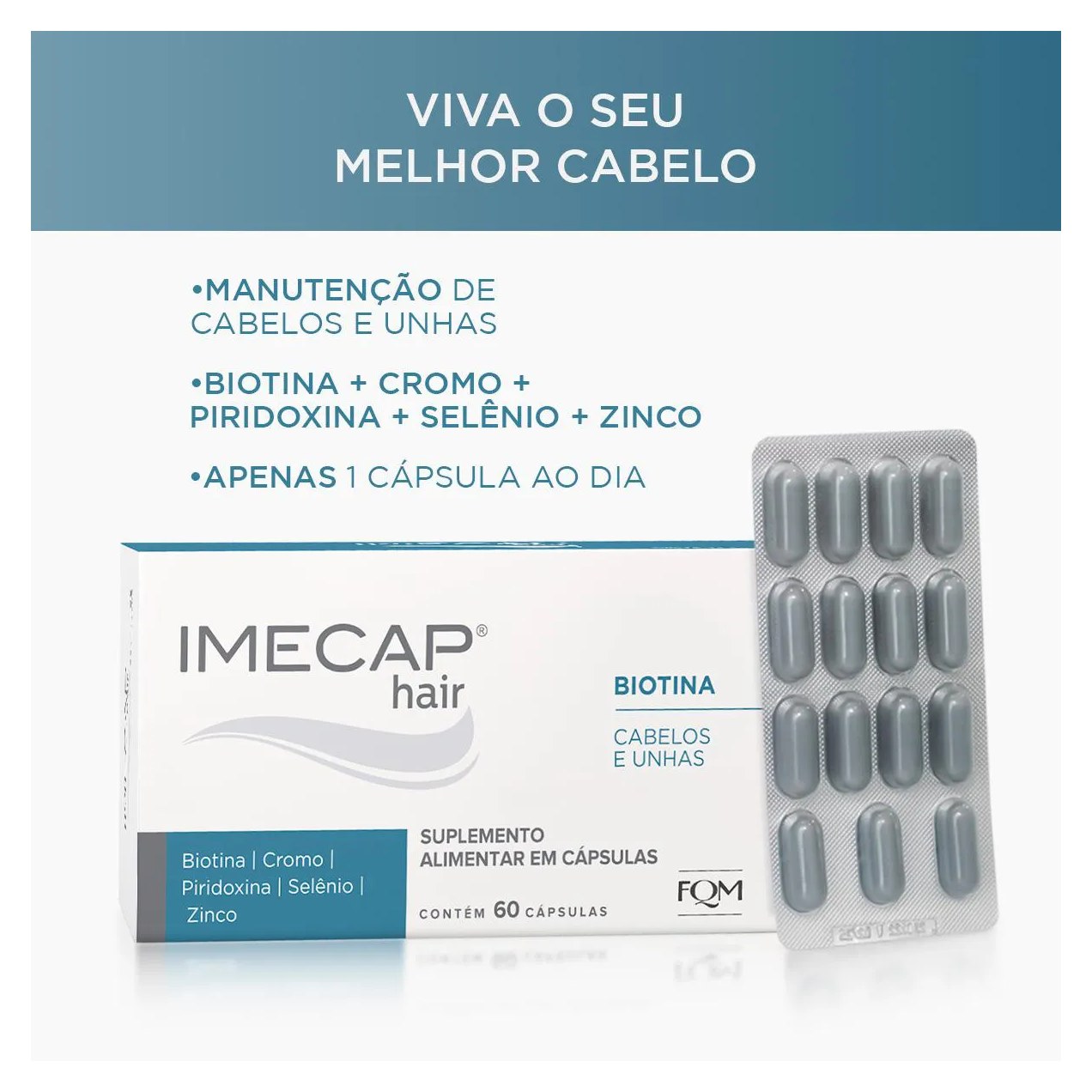 Suplemento Alimentar Imecap Hair Cabelos e Unhas 60 Cápsulas