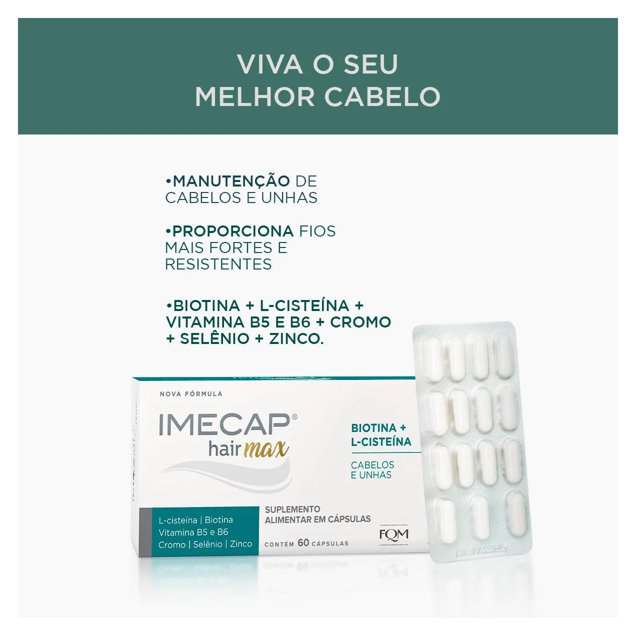 Suplemento Vitamínico Imecap Hair Max Cabelos e Unhas - 60 Cápsulas