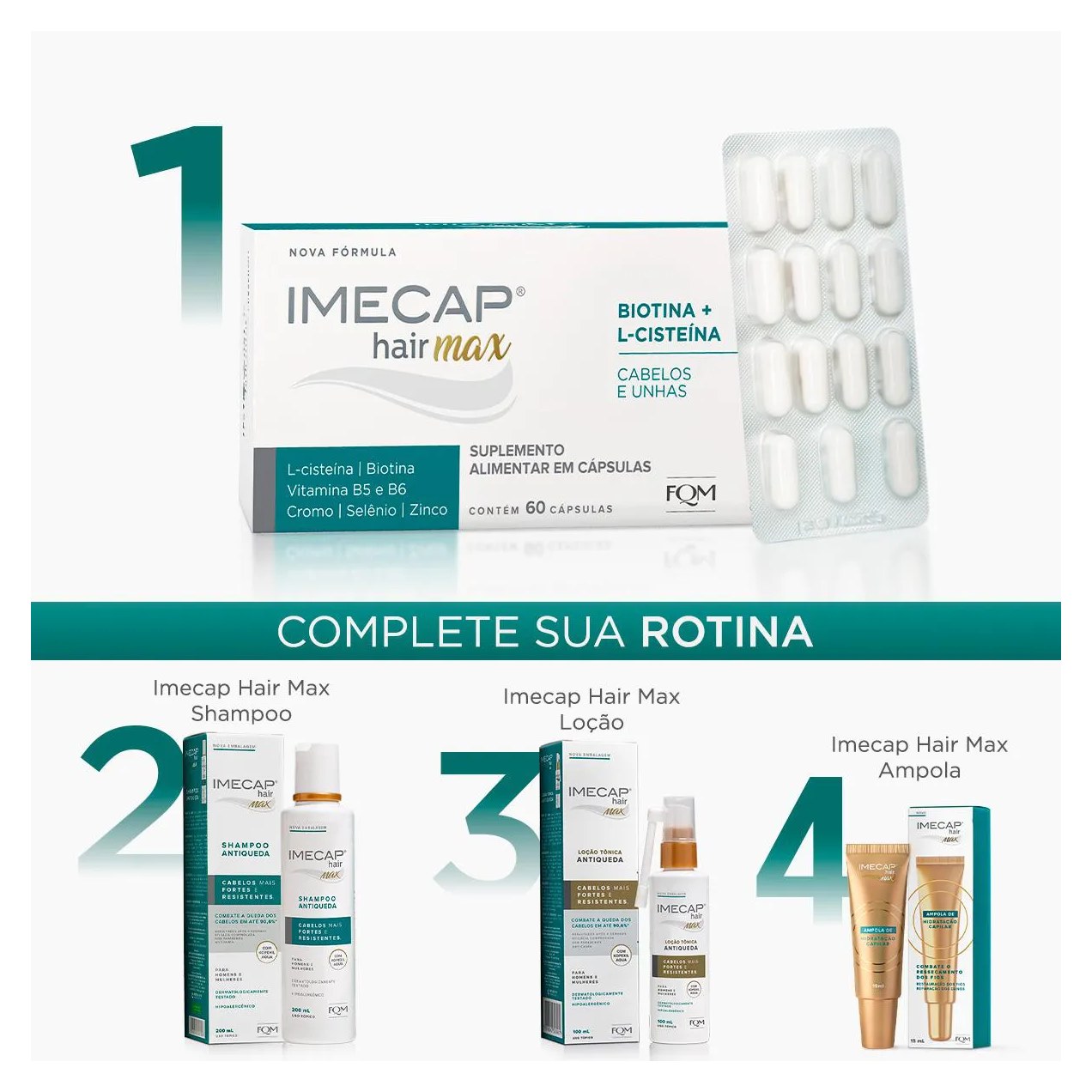 Suplemento Vitamínico Imecap Hair Max Cabelos e Unhas - 60 Cápsulas
