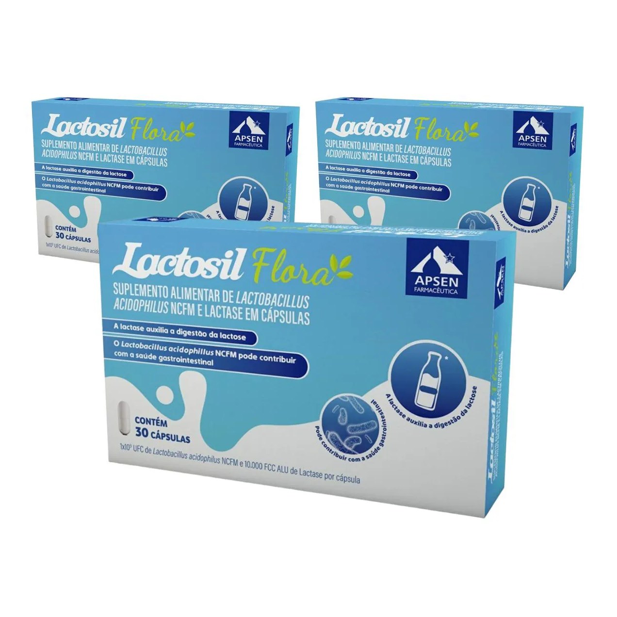 Kit 3 Suplemento Vitamina Lactosil Flora 30 Cps - Apsen