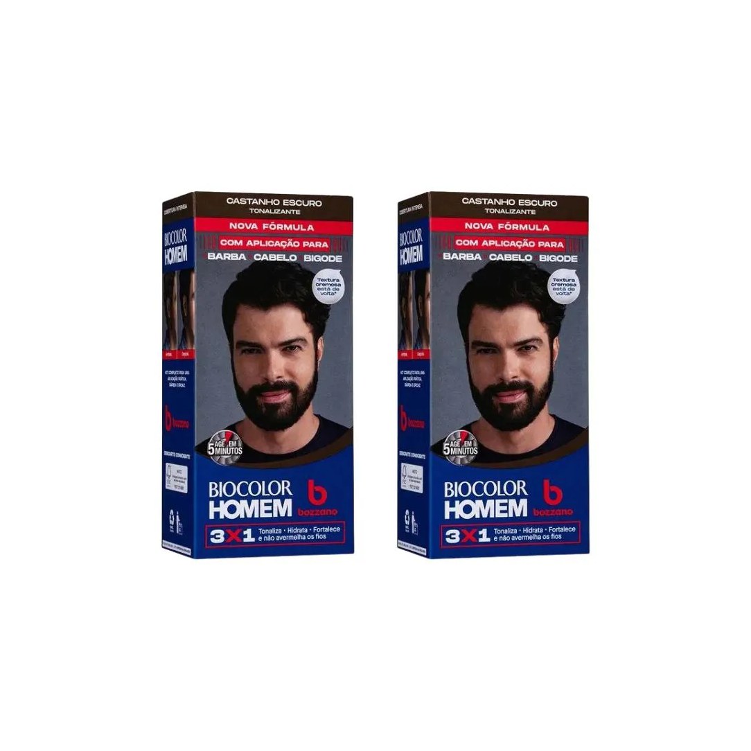 Coloraçao Biocolor Homem Bozzano Castanho Escuro - Kit C / 2un