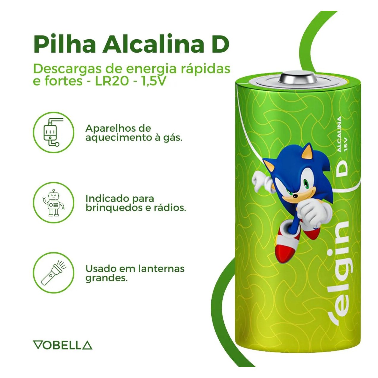 Kit 12 Pilha Alcalina D Lr20 Grande Blister 6 Cartela Elgin