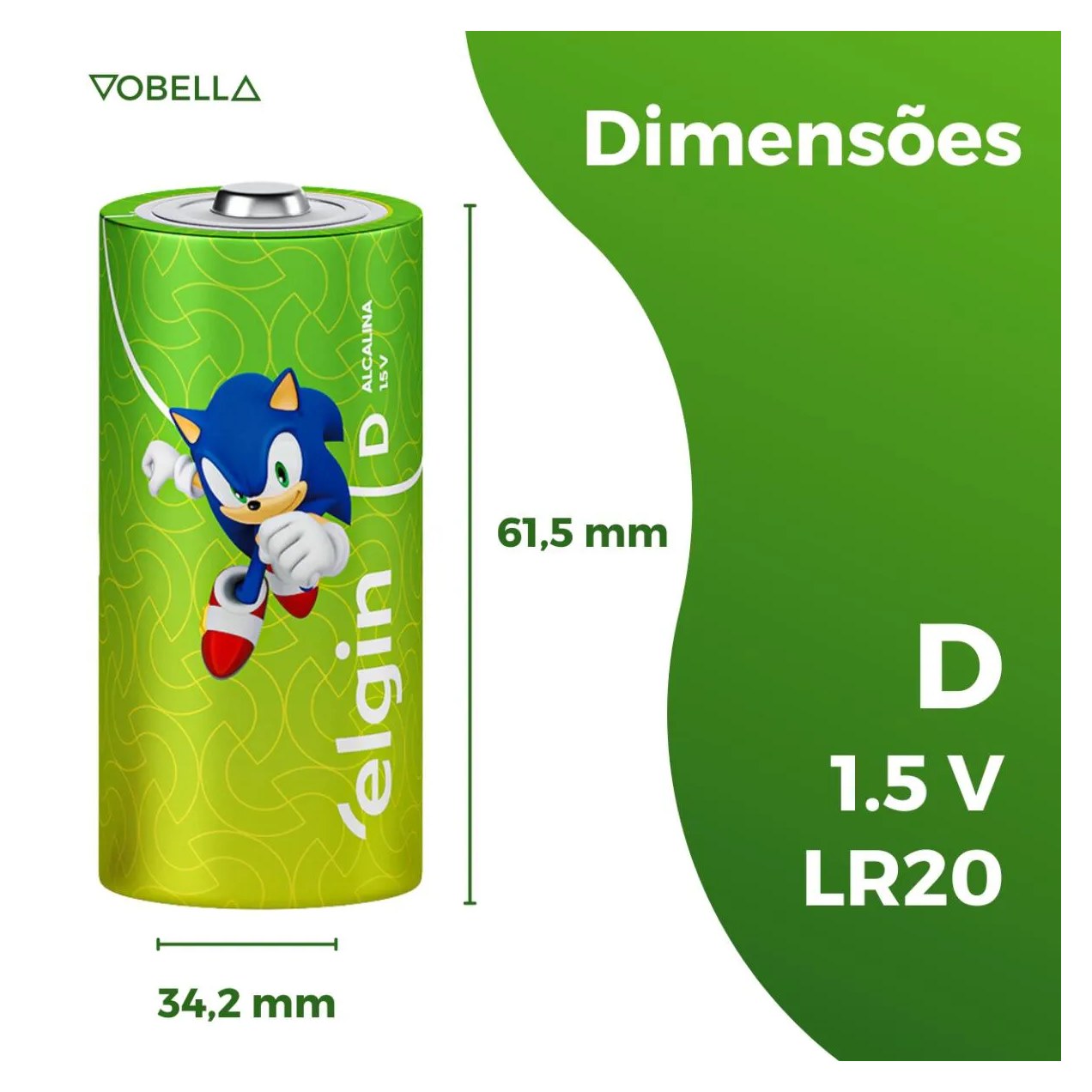 Kit 12 Pilha Alcalina D Lr20 Grande Blister 6 Cartela Elgin