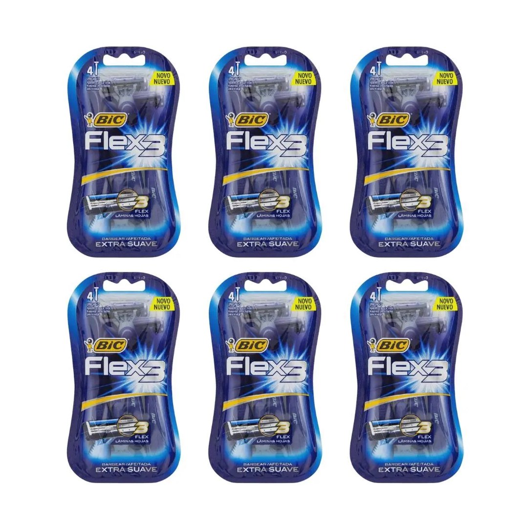 Aparelho de Barbear Bic Flex 3 com 4un - Kit C / 6un
