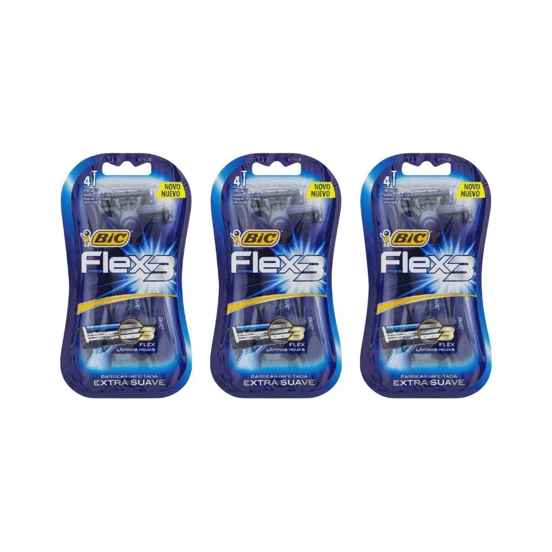Aparelho de Barbear Bic Flex 3 com 4un - Kit C / 3un