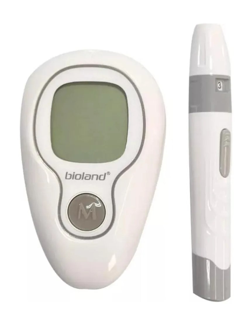 Aparelho de Medir Glicose Completo Bioland com Caneta Lancetadora e 10 Lancetas e 10 Tiras