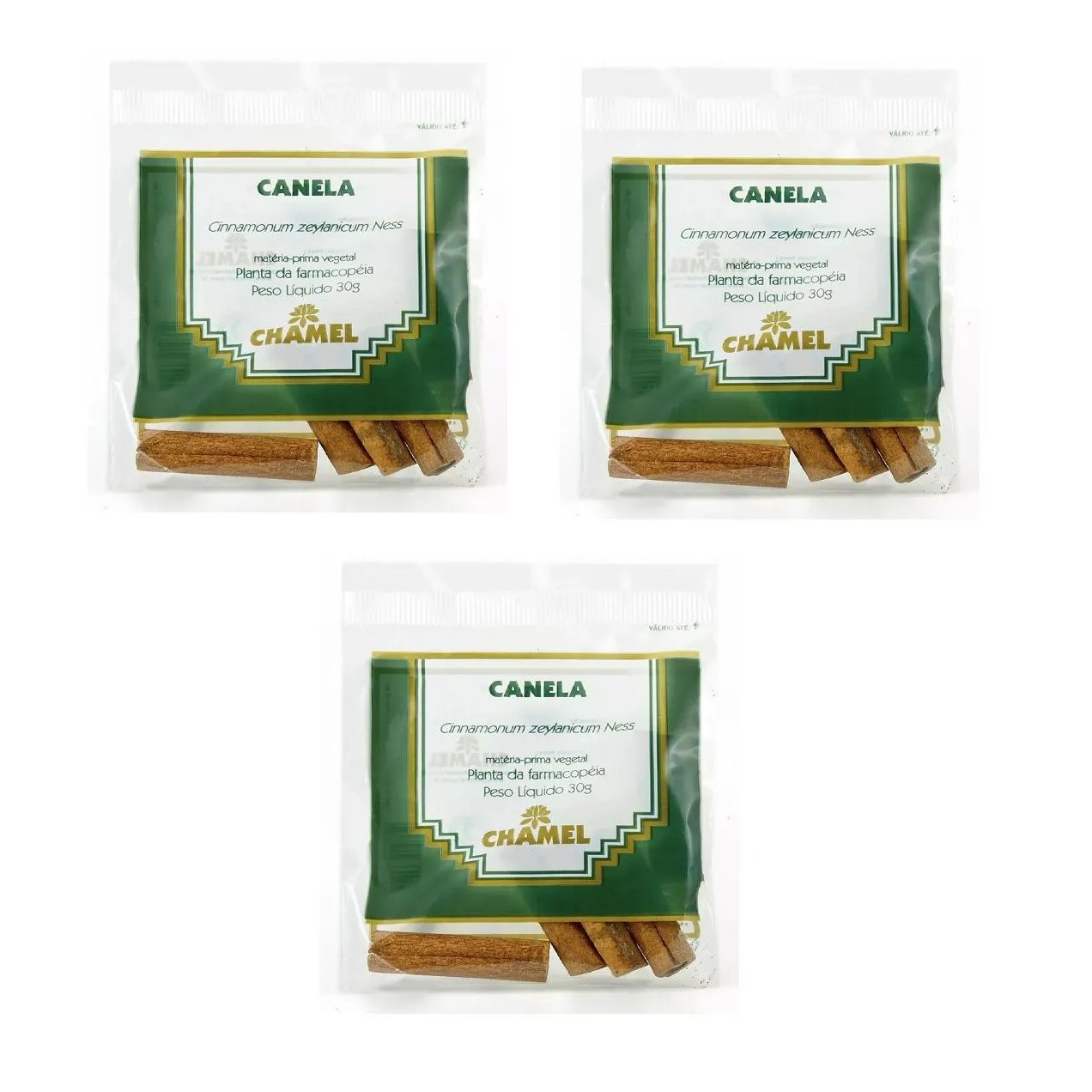 Kit 03 Pacote Canela Rama para Infusão de Chá 30g Chamel