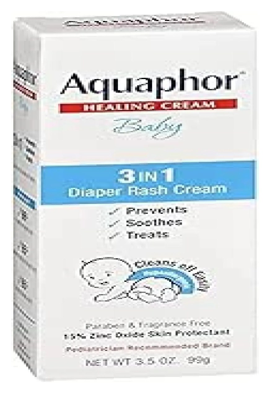 Aquaphor Baby Diaper Rash Cream 3-in-1 Rash Relief 3.5oz Tube