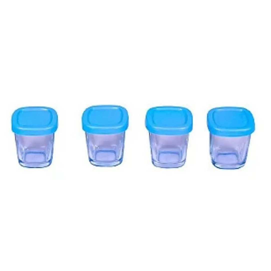 Pote Vidro para Leite Materno Azul - 4 unidades - Clingo