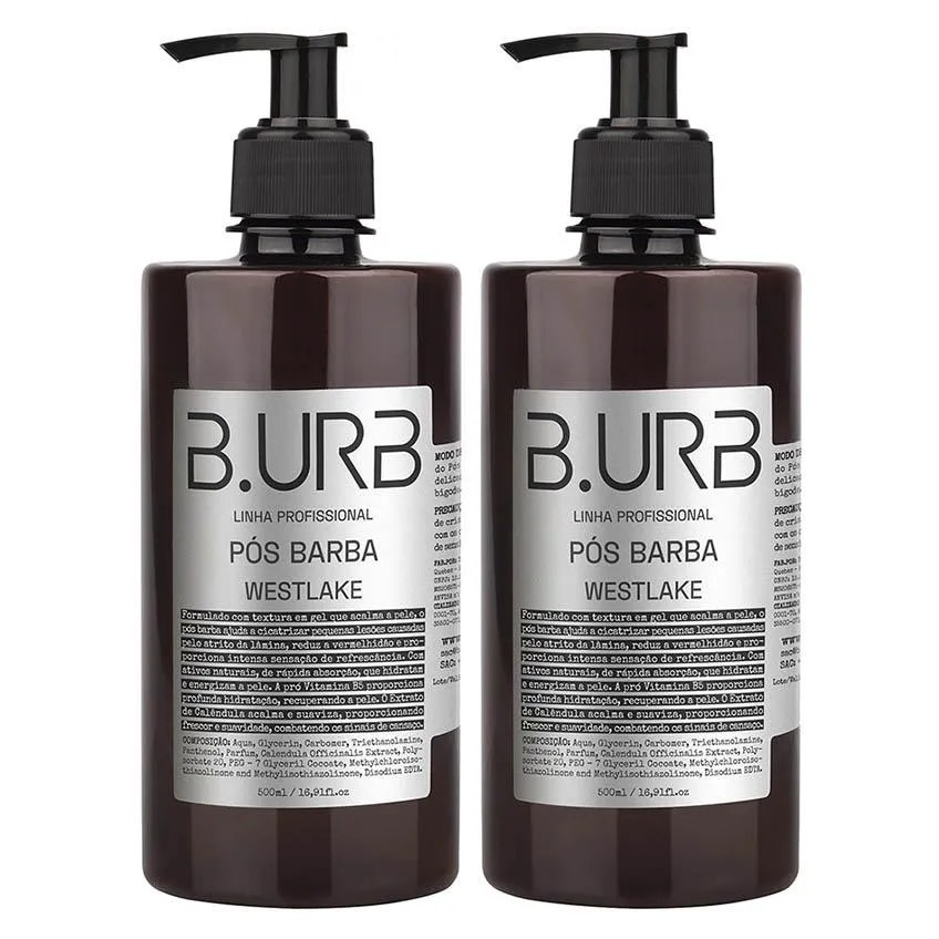 Kit 2 Loção Pós Barba Westlake 500ml Profissional Bancada Barbearia Barba Urbana B.urb