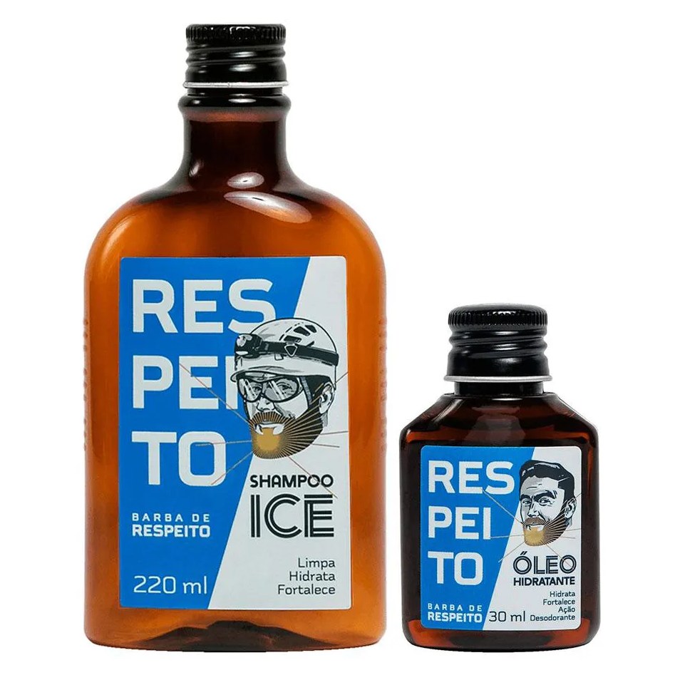 Kit Shampoo Ice + Óleo Hidratante Barba de Respeito