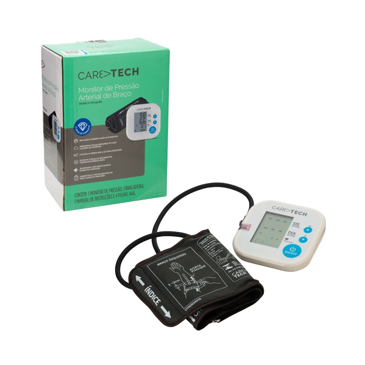 Monitor de Pressão Arterial de Braço Caretech HCogoRD 1 unidade