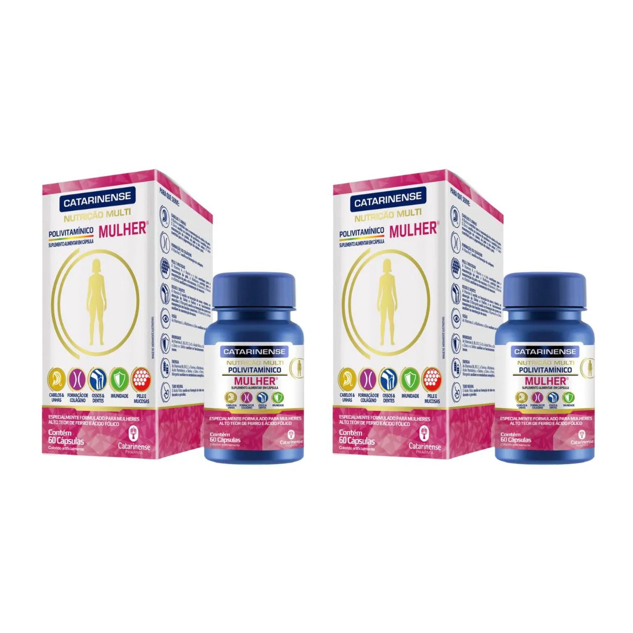 Kit 2 Suplemento Vitamina Mulher 60 Cps - Catarinense