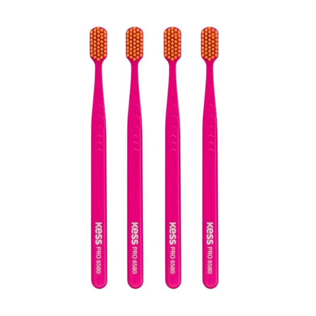 Kit Escova Dental Extra Macia Kess Pro Pocket Belliz Rosa C/4