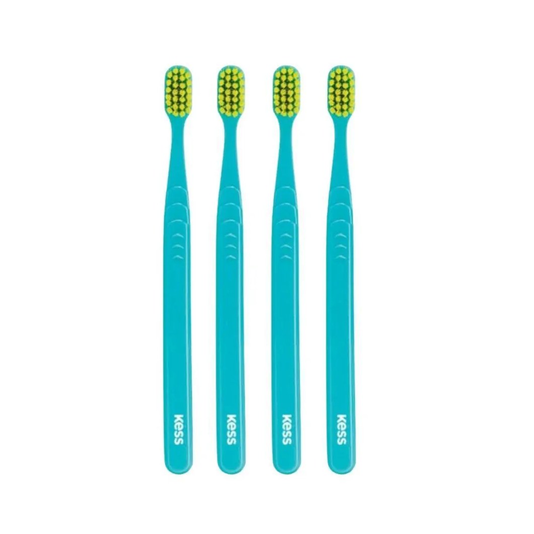 Kit Escova Dental Extra Macia Kess Pro Pocket Belliz Verde Água C/4