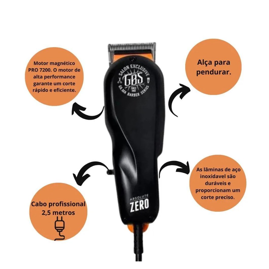 Máquina de Corte Gama Absolute Zero Gbs Barber Series 127v