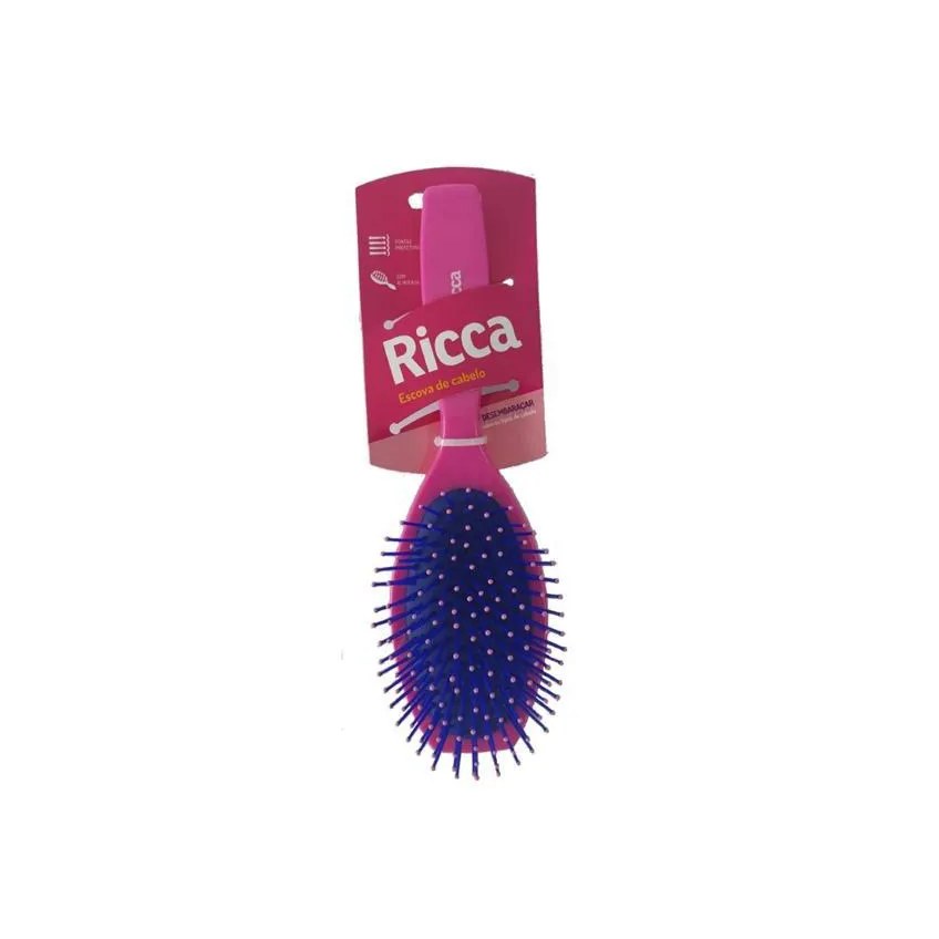 Escova Oval Almofadada Ricca Pink Cod. 2427