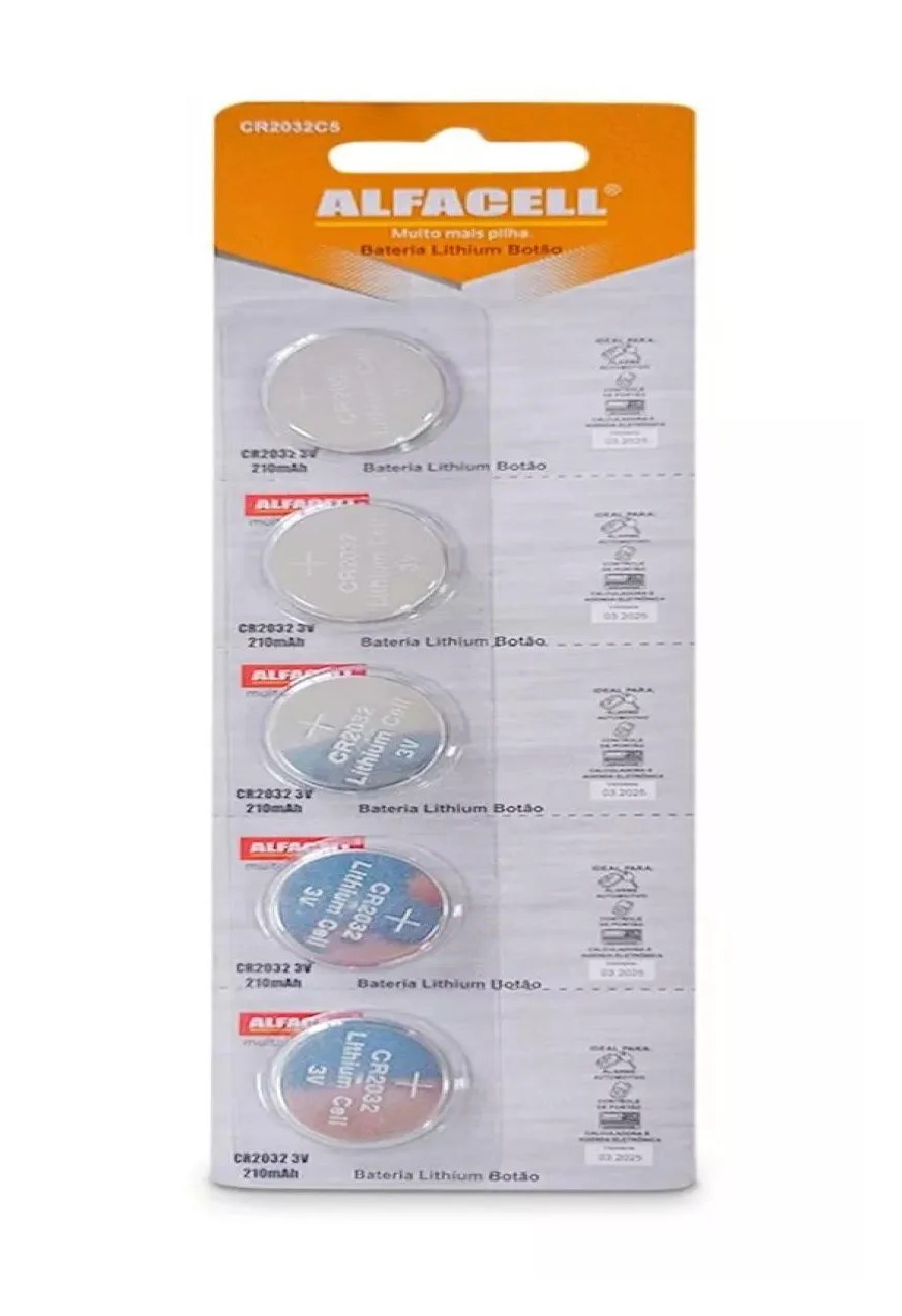 Kit 5- Bateria Cr2032 para Chave Canivete Alarme de Carro