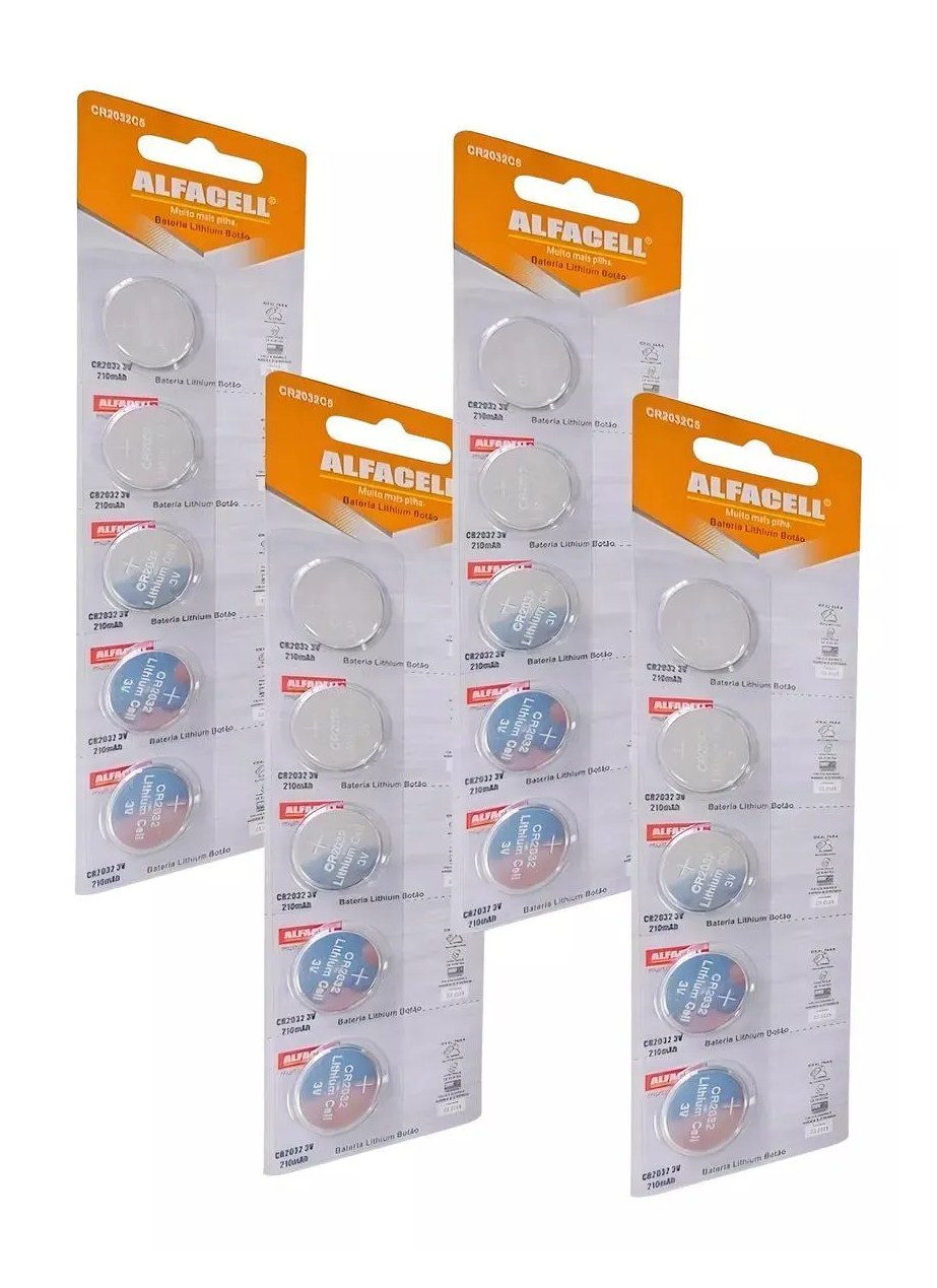 Kit 20- Bateria Cr2032 Alfacell 4 Cartelas