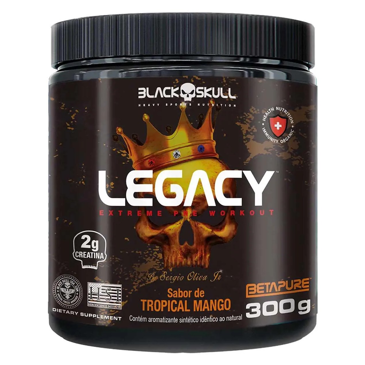 Pre Treino Black Skull Legacy 300g Sabor Tropical Mango