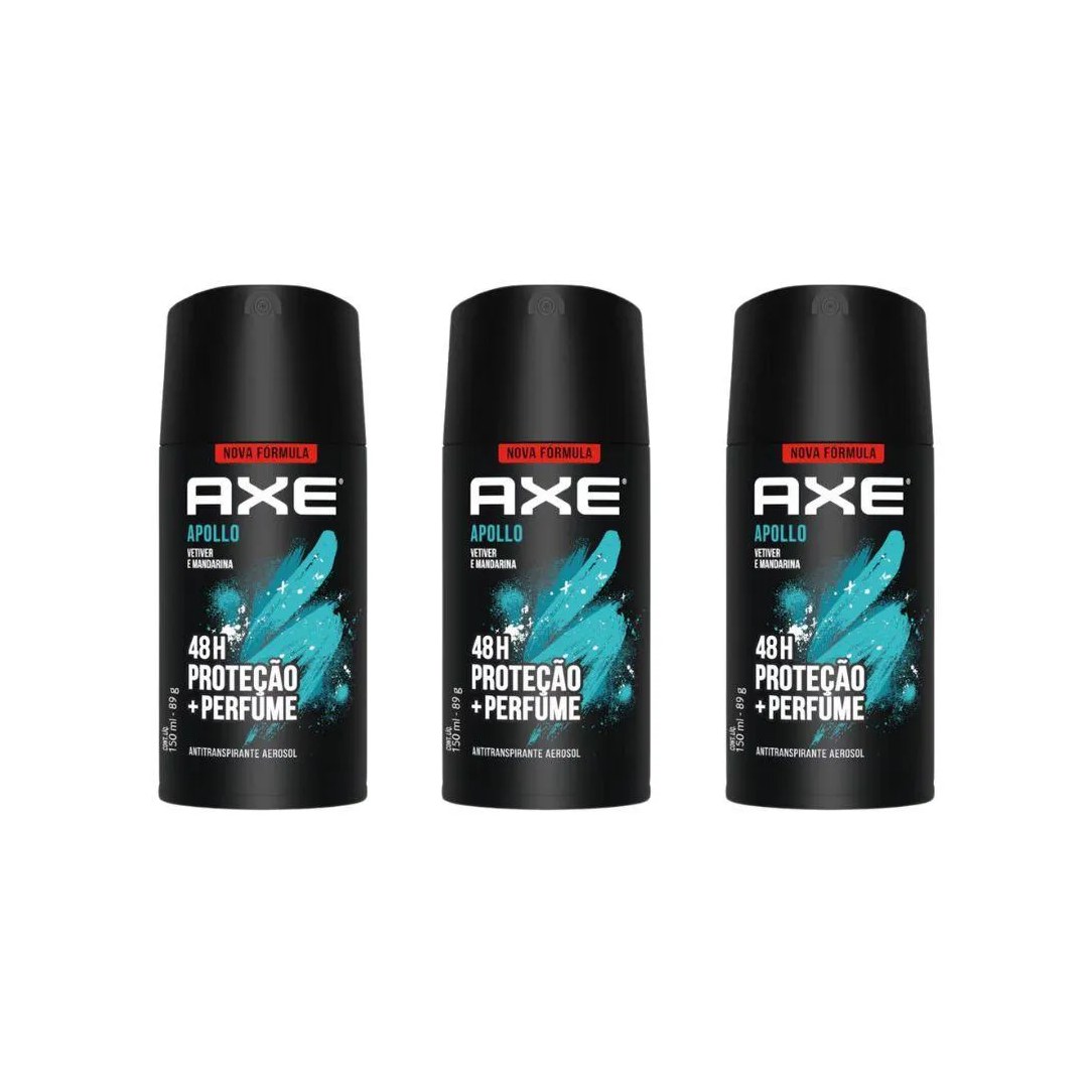 Desodorante Aerossol Axe 150ml Apollo - Kit C / 3un