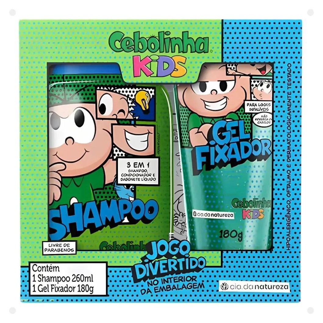 Kit Cia da Natureza Cebolinha Kids: Shampoo 3 em 1 e Gel Fixador