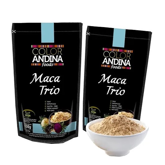 Trio de Maca Peruana (preta, Vermelha E Amarela) Color Andina Food, 2 Standups de 100g