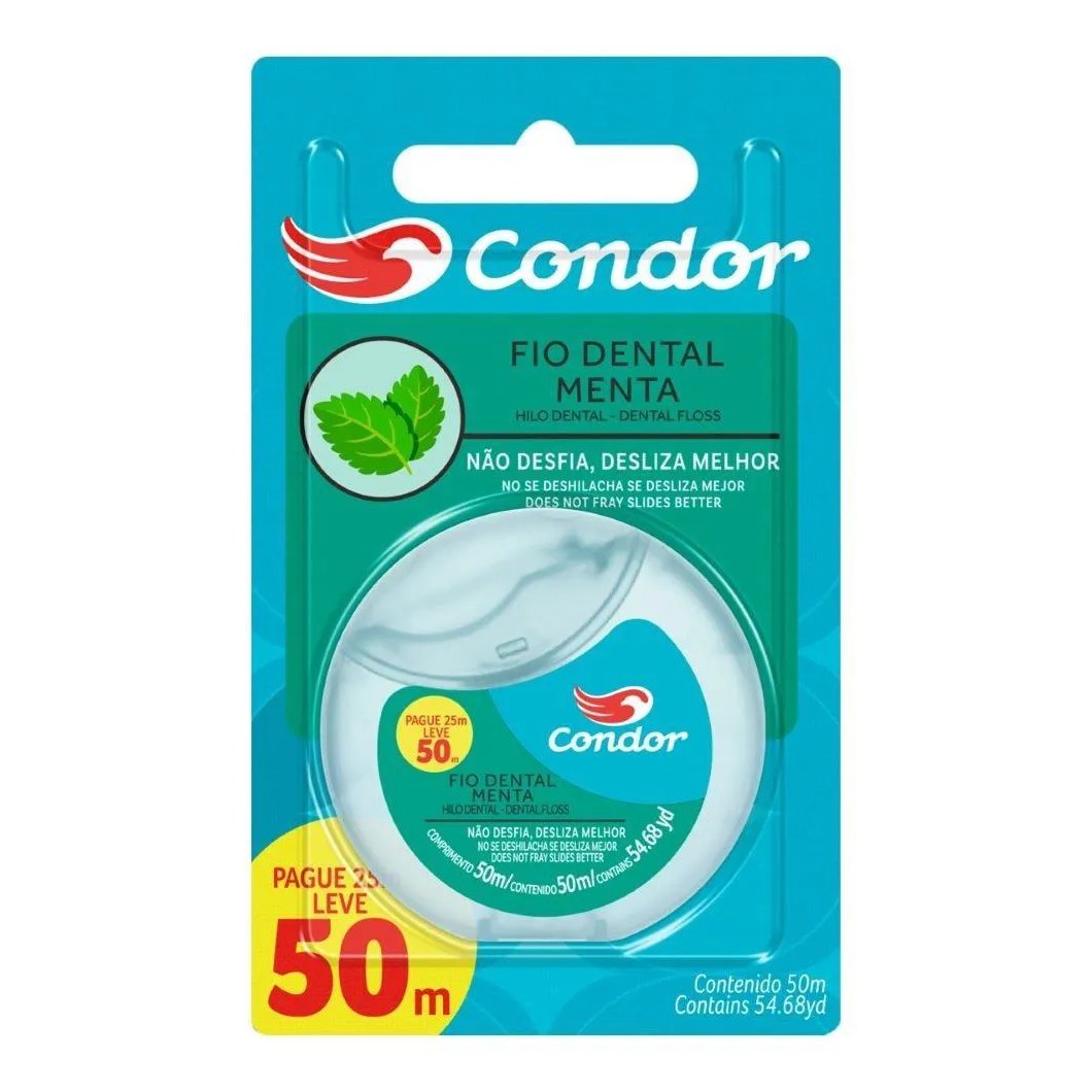 Fio Dental Condor Menta 50m - Embalagem com 6 unidades