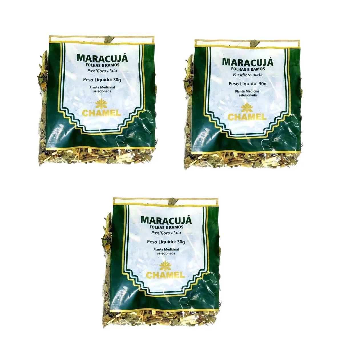 Kit 03 Pacote de Chá de Maracujá 30g - Chamel