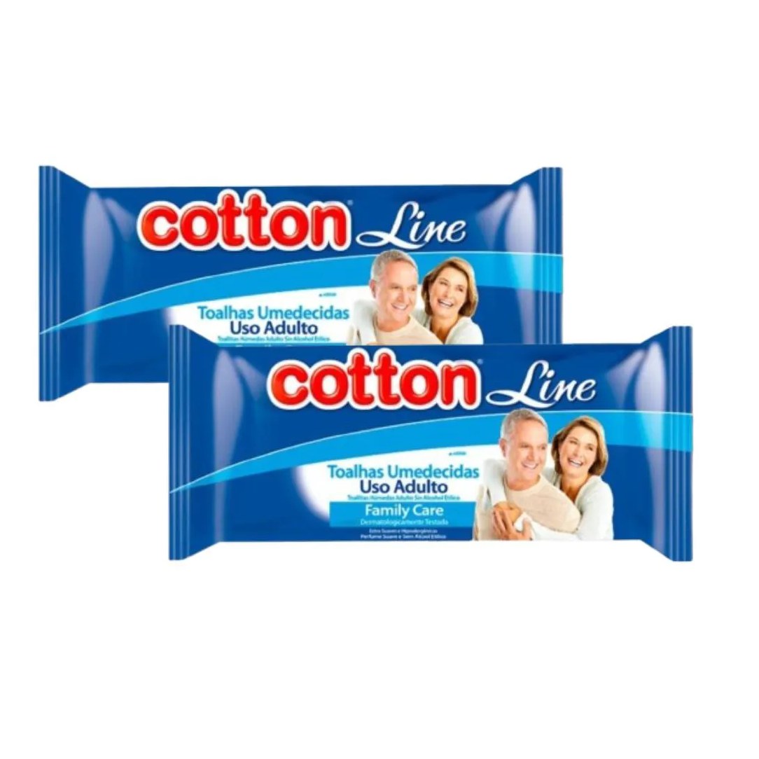 Toalhas Umedecidas Adulto Family Care Maciez e Frescor Cotton Line Kit C/ 6 Pacotes
