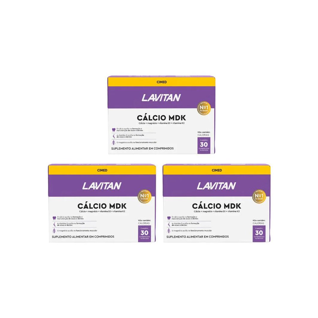 Kit 3 Lavitan Cálcio Mdk - 30 Cpr - Cimedr