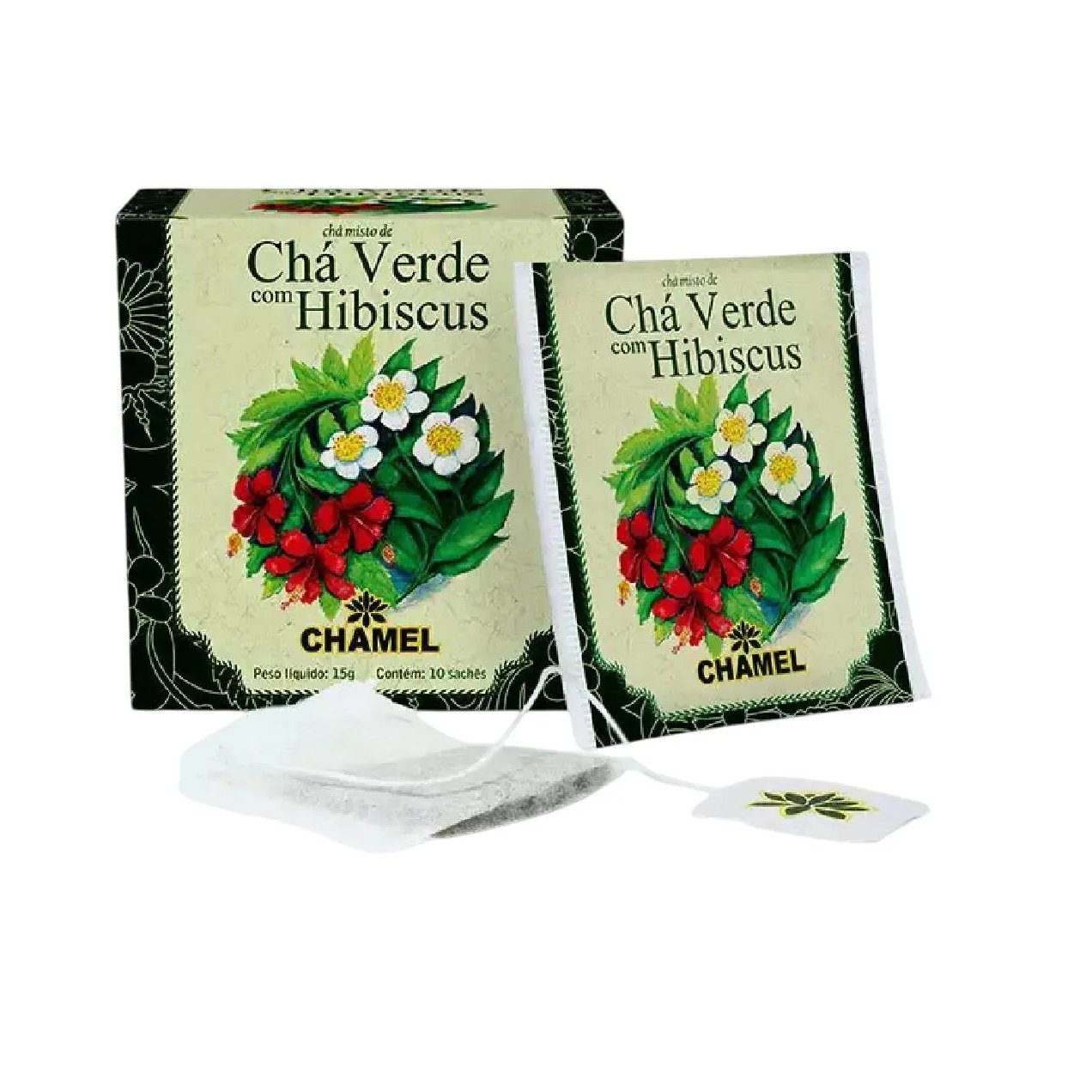 Chá Verde com Hibiscus com 10 Sachês 15g - Chamel