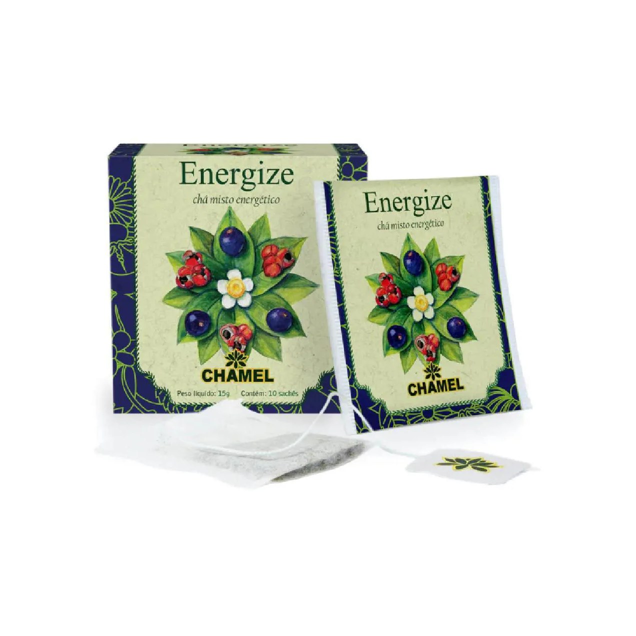 Caixa com 10un de Sachê de Chá Energize 15g - Chamel