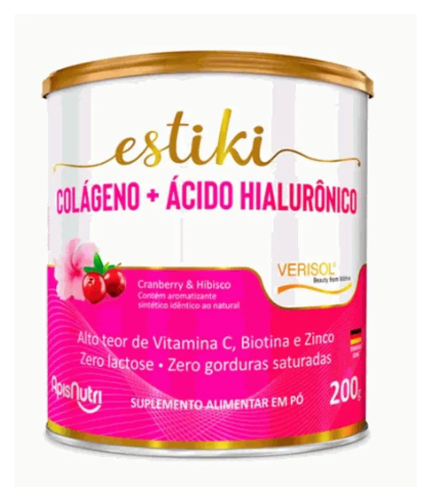 Estiki Colágeno + Ácido Hialurônico (200G) - Sabor: Cranberry com Hibisco