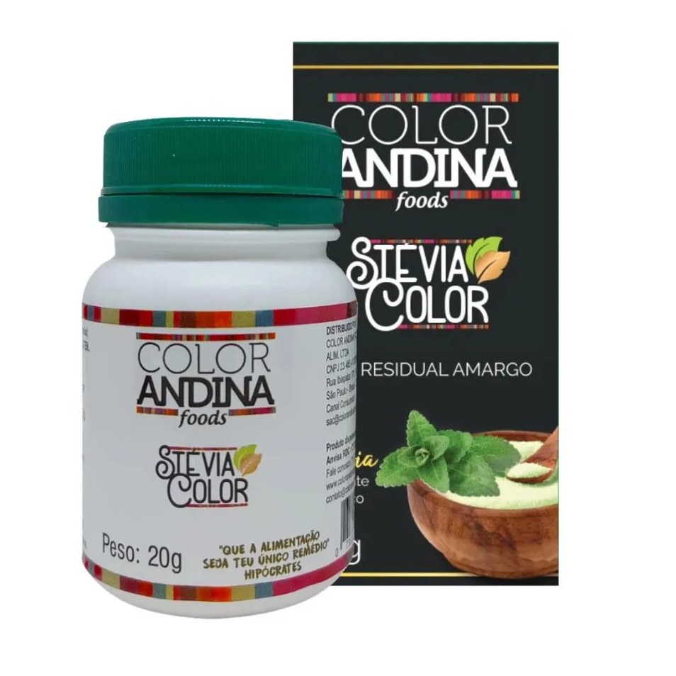 Adoçante Color Andina Natural 100% Stevia 20g sem Amargor Vegano Puro