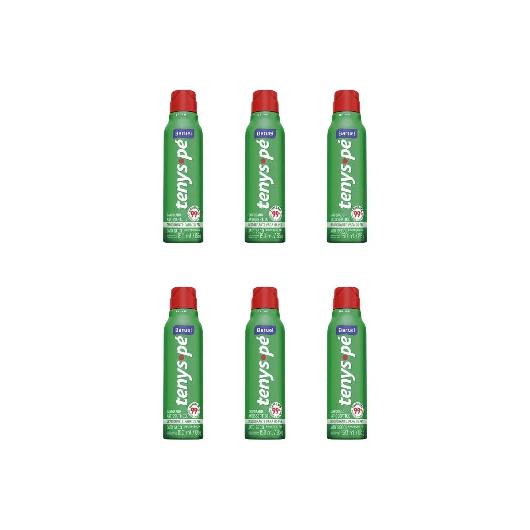 Talco Pes Tenys Pe Baruel Aerossol 150ml Seco Canforado - 6un