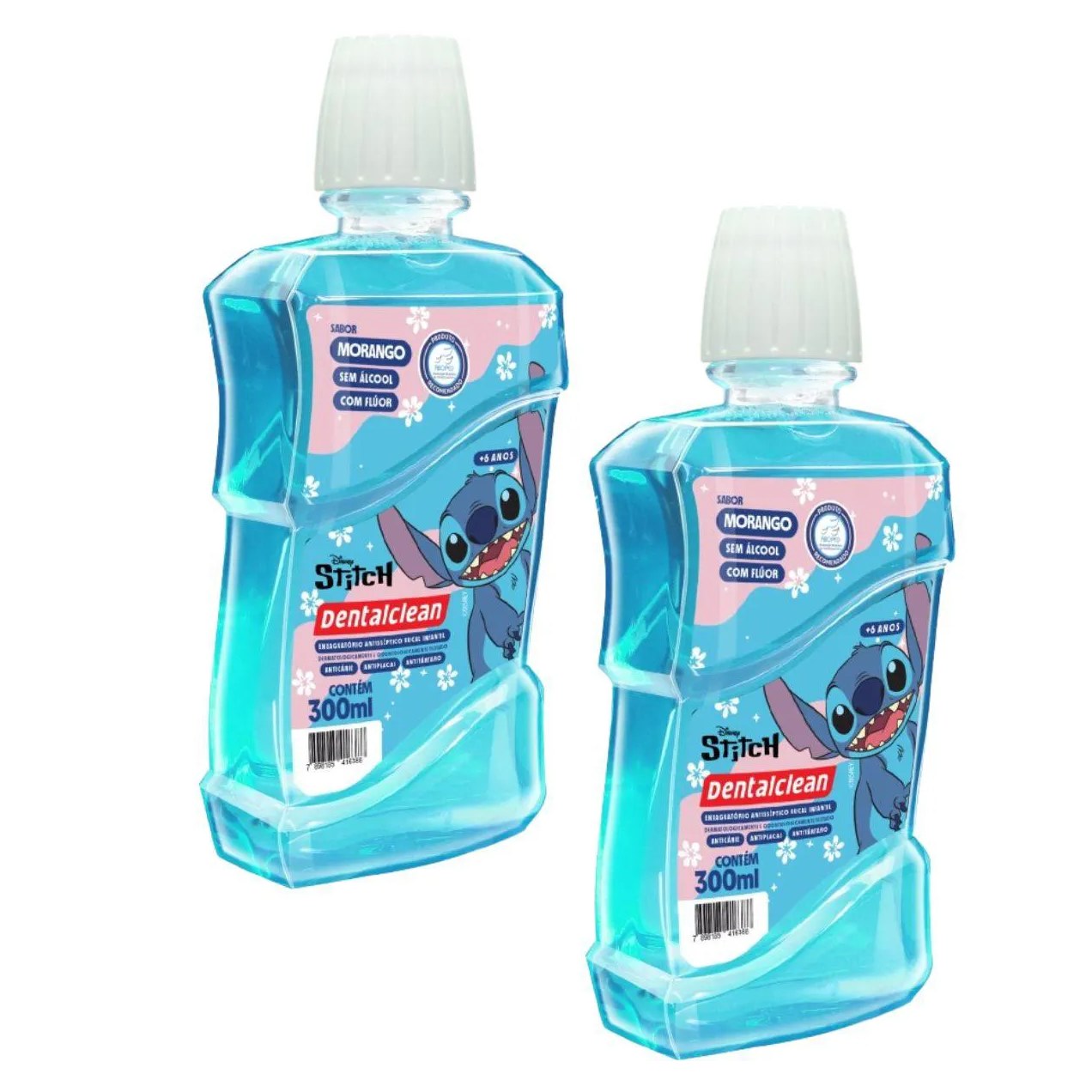 2x Enxaguante Bucal Infantil Stitch 300ml Morango Dentalcean