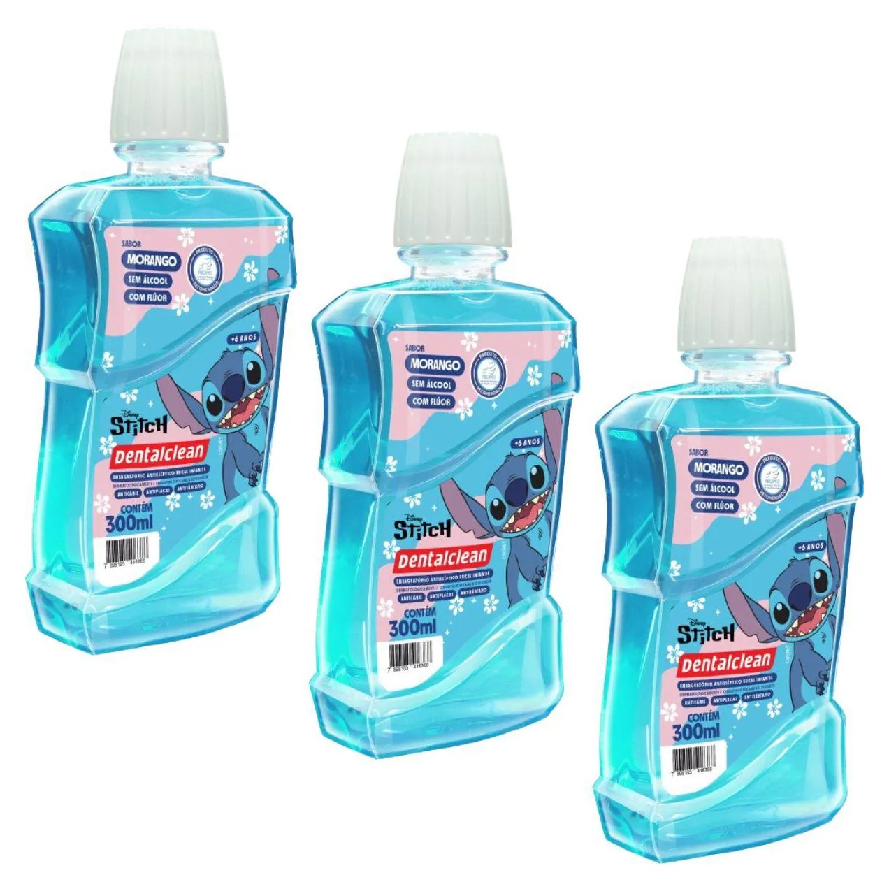 3X Enxaguante Bucal Infantil Stitch 300ML Morango Dentalcean